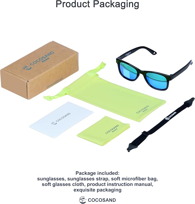 COCOSAND Flexible Baby Sunglasses with Strap Polarized UV Protection for Toddler Infant Newborn Boy Girl Age 0-24 Months