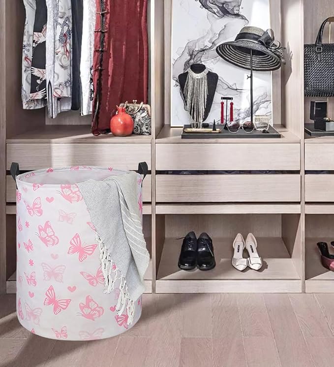 Round Laundry Hamper Storage Basket Laundry Organizer Hamper Storage Bins Clothes and Toys Box Nursery Hamper Gift Basket For Kids with Handles