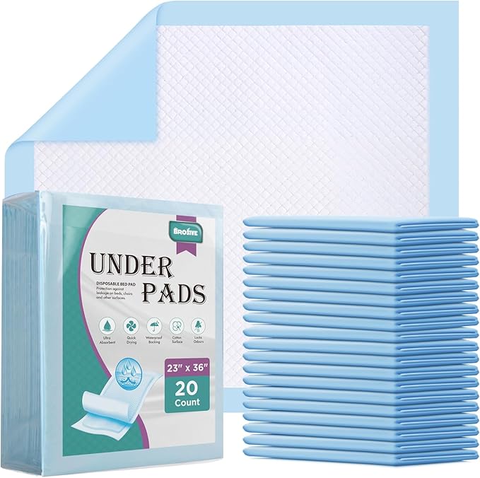 Disposable Bed Pads for Incontinence 23" x 36" - 20 Count, Leak-Proof Chucks Pads for Adults, Kids and Pets, Absorbent Disposable Underpads, Incontinence Bed Pads Disposable for Beds