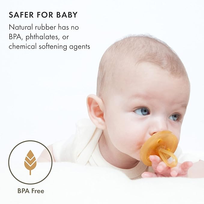 Natursutten Pacifiers 0-6 Months - 2-Pack Original Shield Round Nipple Natural Rubber Safe & Soft BPA-Free Pacifier for Breastfeeding Babies - Newborn Pacifiers Made in Italy