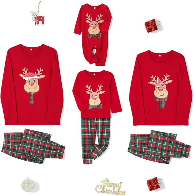 Awoscut Family Christmas Pajamas Matching Pajamas for Family, Xmas PJs Sets Holiday Sleepwear