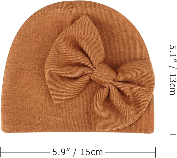 BQUBO Newborn Baby Hats Mittens Set Hospital Hat Beanie Infant Bow Hats Baby Gloves No Scratch Mittens for 0-6 Months