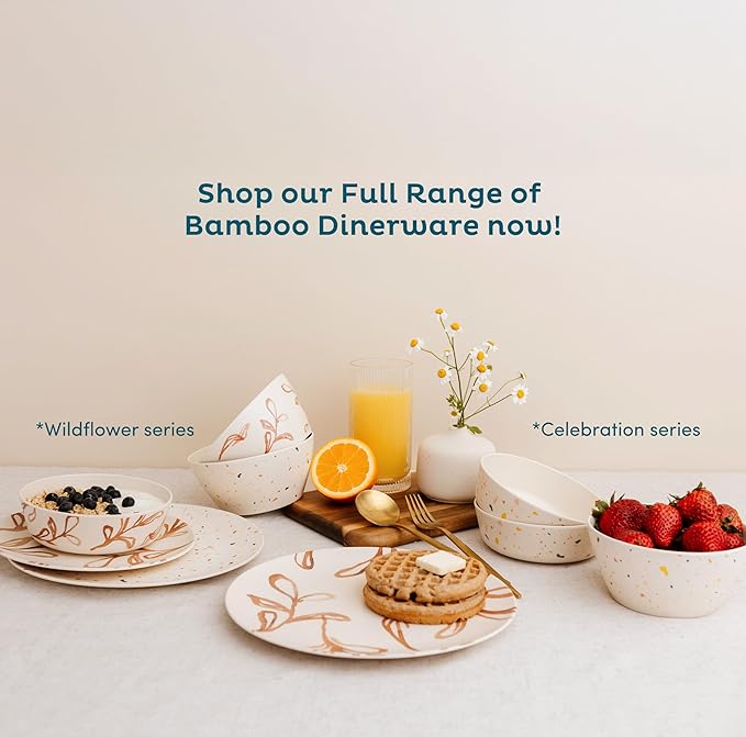 Nook Theory 4 Pack Bamboo Bowls - 22 Oz Reusable Bowl, Dishwasher Safe - Not Microwavable Bamboo Dishes (Pop)