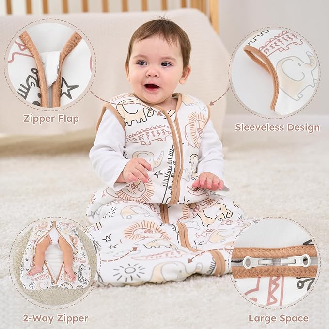 Yoofoss Baby Sleep Sack 12-18 Months, TOG 2.5 Baby Wearable Blanket with 2-Way Zipper, 100% Organic Cotton Fabric Winter Newborn Sleeping sack, Warm Soft Comfy(Large)