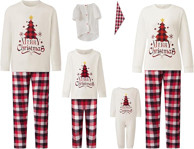 Awoscut Christmas Family Matching Pajamas Christmas Pjs Holiday Nightwear Sleepwear Sets Long Sleeve Pjs