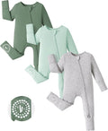 PATPAT Baby Footies Boys Girls - Bamboo Viscose - Zipper & Non-Slip Soles Romper Mitten - Footed & Footless Infant Clothes