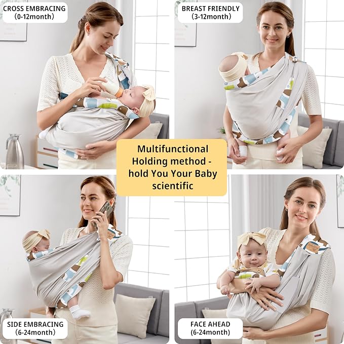 Baby Sling Carrier Newborn, Adjustable Easy Wearing Baby Nursing Warp Sling, New Mom Dad Soft Cotton Baby Front Holder Carrier for Infant Toddler Life Travel Essential Gifts