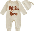 Fernvia Newborn Baby Boy Clothes Letters Print Bodysuit 3 6 9 12 18 Months Long Sleeve Jumpsuit with Hat 2PCS Outfits Set