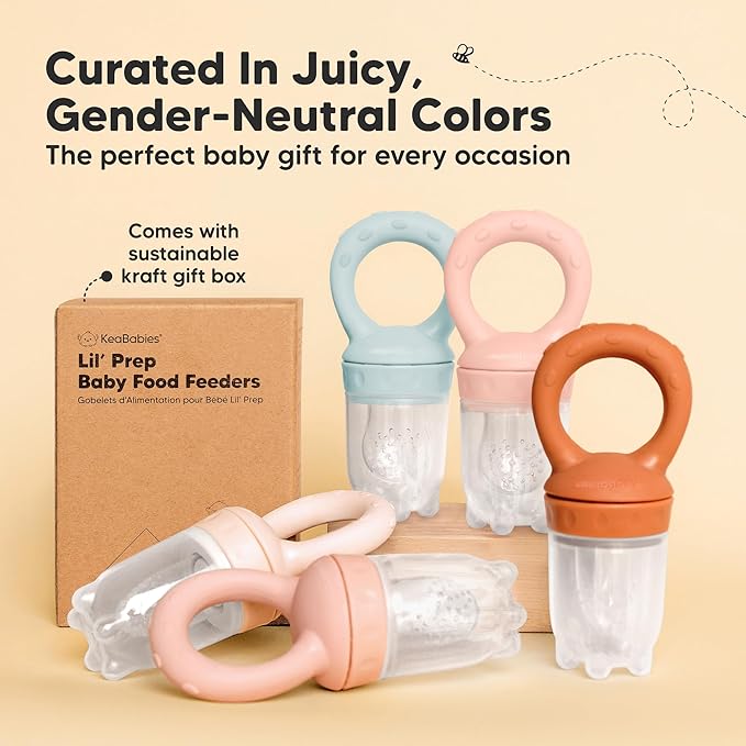KeaBabies Baby Fruit Feeder 2pk - Silicone Baby Food Feeder for Babies 6-12 Months, Breast Milk Popsicle for Teething, Weaning, Freeze Frozen Solid Food, BPA-Free Infant Feeding Essential (Peace)