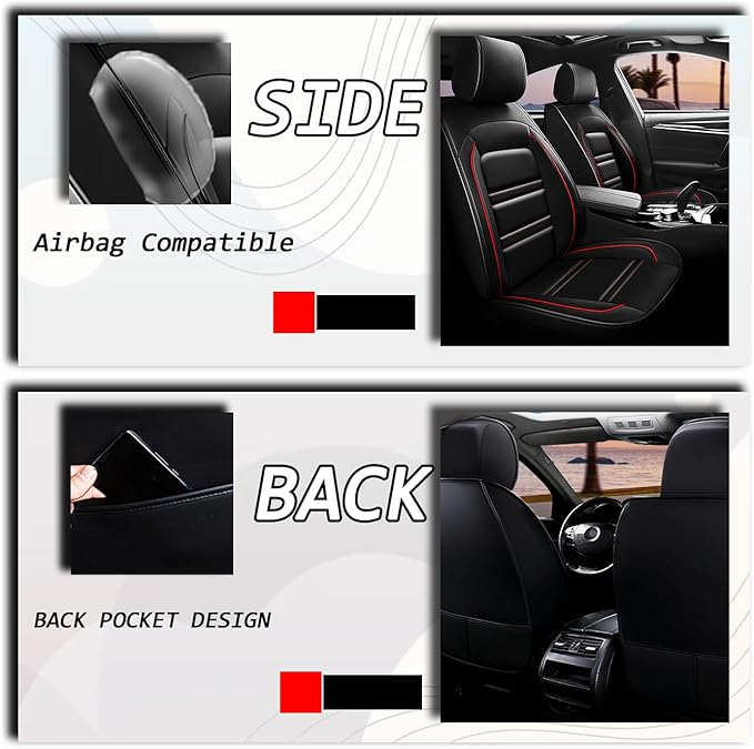 Seat Cover for Infiniti g35 2003-2008 | Car Seat Covers Front Seats, Waterproof Seat Protectors, Automotive Front Seat Covers (Front Seat, Black&Red Line)
