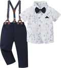 nilikastta Boy Suit Toddler Boy Outfit Boy Dress Shirt with Bowtie/Suspender Pants Gentleman Wedding Outfits 1-10 Years