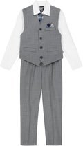 Nautica Boys' 4-Piece Formal Suit Set with Vest, Pants, Collared Dress Shirt, and Tie