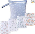 HappyFlute 9 Sets Newborn Baby Cloth Pocket Diapers One Size Adjustable Reusable for Baby Boys and Girls(6-33 pounds,0-3 Years),One Wet Bag+4Diapers and 4Inserts