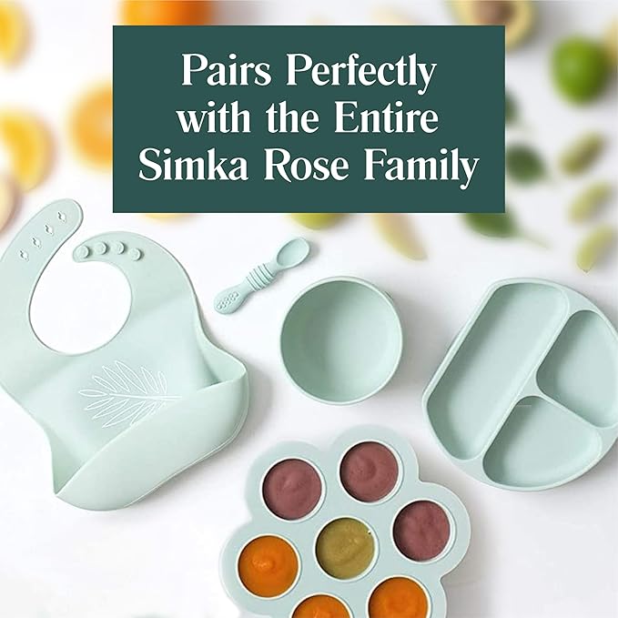 Simka Rose Baby Bowl & Spoon Set, Baby Bowls Suction for Toddler, BPA-Free Silicone Bowls Baby, Baby Bowl & Spoon Dishwasher & Microwave Safe Baby Feeding Supplies (Grey) - Silicone Suction Bowl