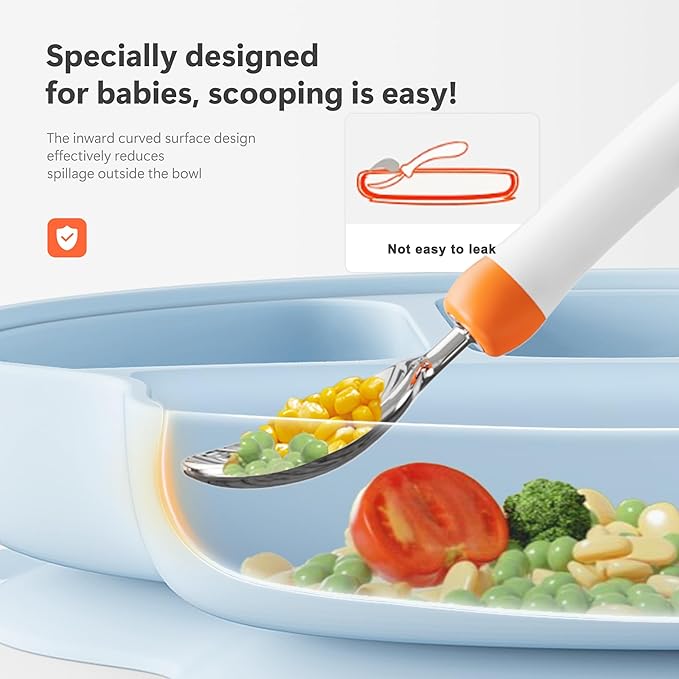 Li&Zhao Baby Bowls with Suction - Suction Plates for Toddlers Toddler Plate Baby Plate Divided Design Kids Plates Baby Suction Plate with Lids Microwave & Dishwasher