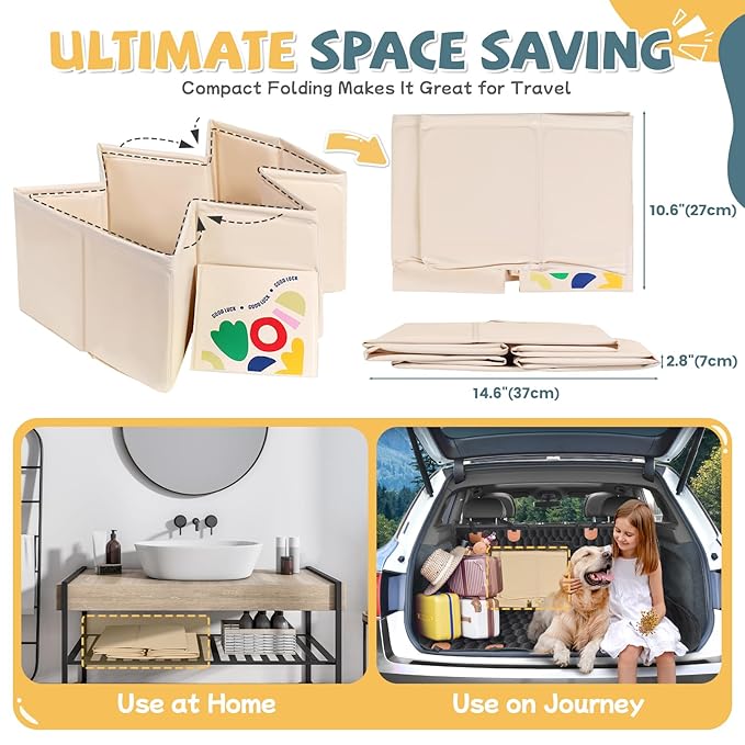 Orzbow Collapsible Baby Bathtub, Toddler Bathtub with Non-Slip Base, Portable Bath Tub for Kids Infant 12 Months+ Travle, Easy to Clean, Stable & Durable, Space-Saving, White