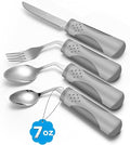 Adaptive Utensils (4-Piece Kitchen Set) Weighted 7 oz - 42° Angled Utensils for Parkinson's Patients, Hand Tremors, Arthritis & Elderly - Weighted Silverware for Hand Tremors (Right Handed)