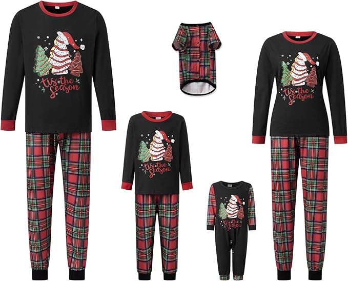Awoscut Christmas Family Matching Pajamas Christmas Pjs Holiday Nightwear Sleepwear Sets Long Sleeve Pjs