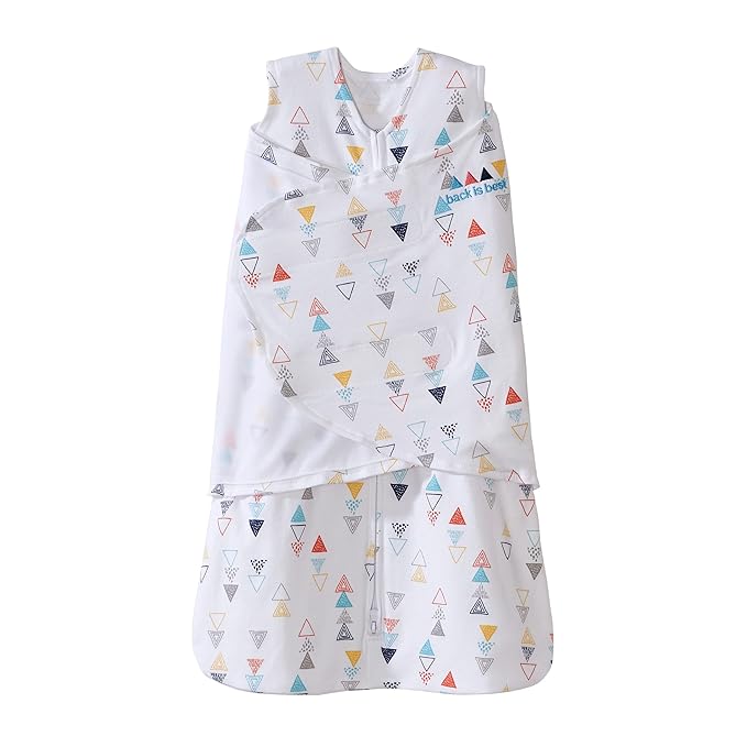 HALO Sleepsack 3-Way Adjustable Baby Swaddle, 100% Cotton - Neutral Triangles, Newborn