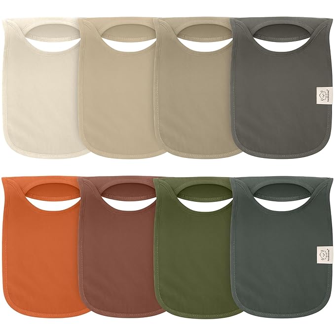 8-Pack Baby Bibs for Boys, Girls - Pullover Bibs for Drooling Teething Baby Girl & Boy Toddler, Newborn, Soft & Absorbent, Cute Colors, Large Torso Coverage Keep Infant Clean & Dry (Brick)