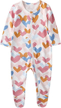 O2 BABY Baby Boys Girls Organic Cotton Zip-Front Sleeper Pajamas, Footed Sleep 'n Play