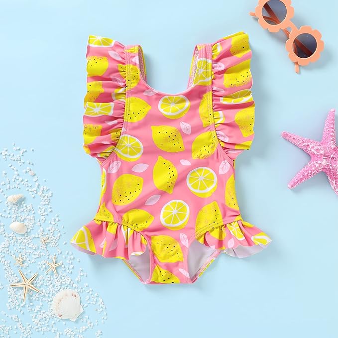 Newborn Baby Girl Ruffle Swimsuit Infant Toddler One Piece Floral Bikini Beach Bathing Swimwear Set