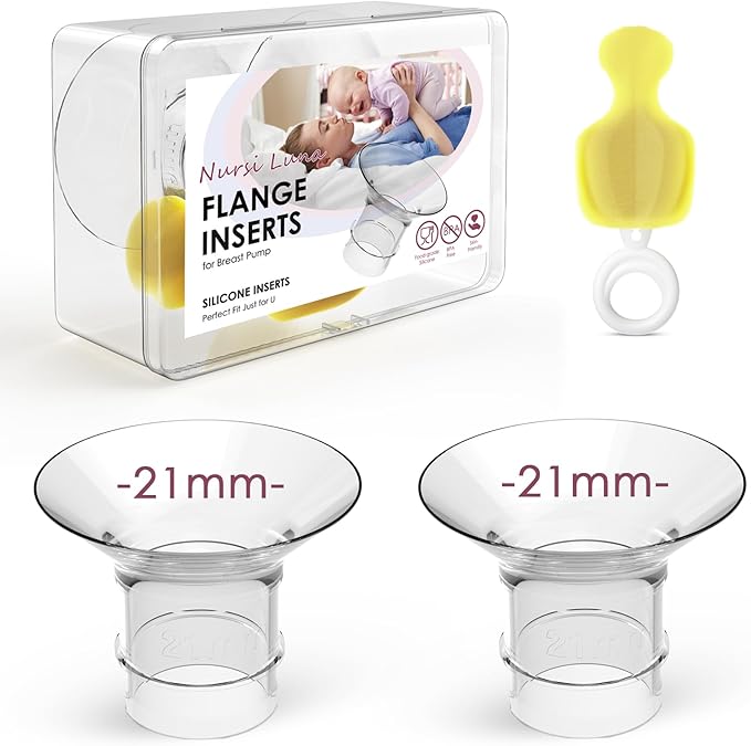 Flange Inserts 21mm for 24mm Flange/Shield, Flange Sizing Kit Silicone Flange Insert, Reduce 24mm Nipple Tunnel Down to 13mm, Breastfeeding Essentials Kit for New Moms, 2PCS