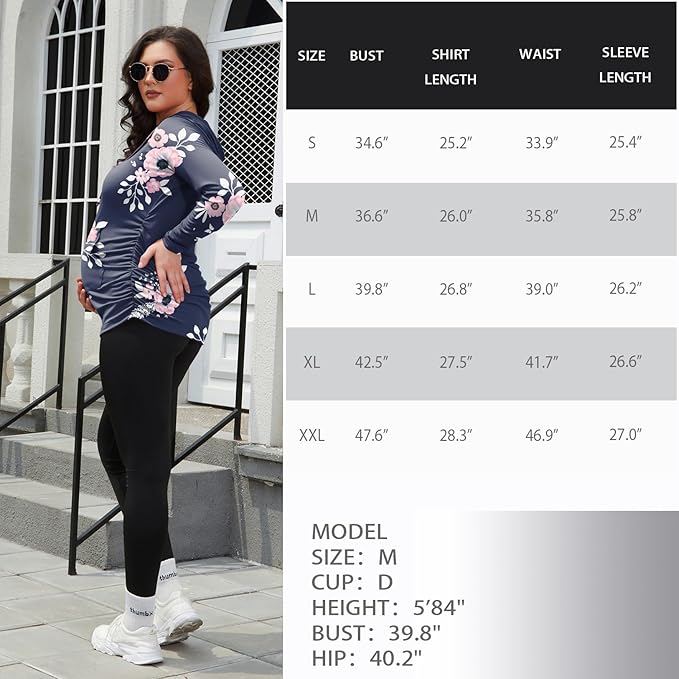 GINKANA Maternity Hoodie Long Sleeves Shirts Casual Maternity Top Pregnancy Sweatshirt Casual Clothes