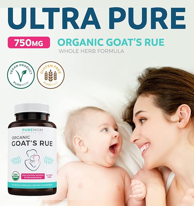 USDA Organic Goat's Rue - Increase Milk Supply for Breastfeeding & Herbal Lactation Support - Aid for Mothers - Non-GMO Goats Rue Lactation Supplement - 60 Vegan Capsules (No Pills, Tea, or Cookies)