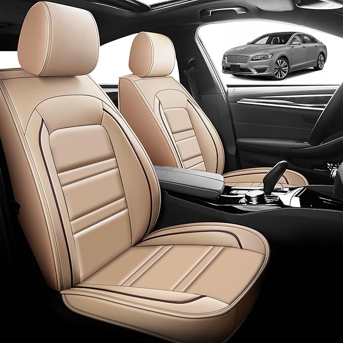 Seat Cover for Lincoln mkz 2011-2020 | Car Seat Covers Front Seats, Waterproof Seat Protectors, Automotive Front Seat Covers (Front Seat, Beige)