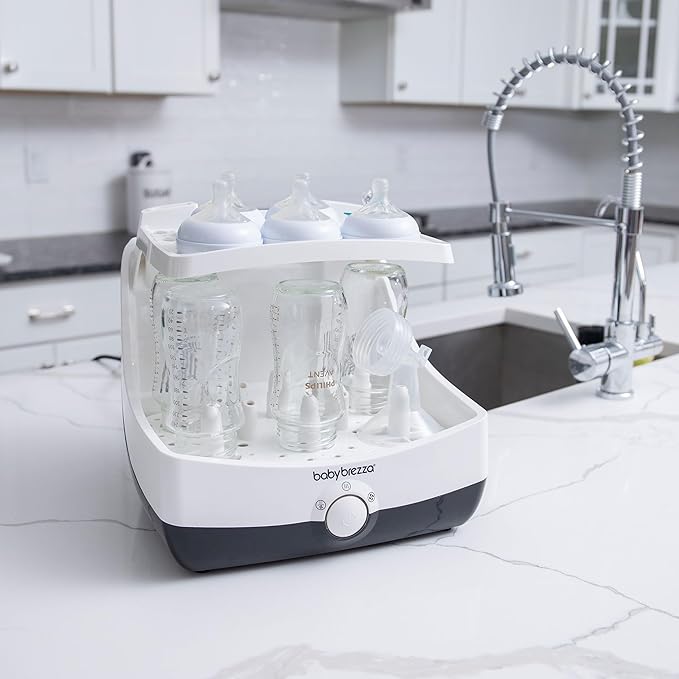 Baby Brezza Superfast 10 Minute Baby Bottle Sterilizer + Dryer - 75% Faster – Universal Electric Steam Sterilization for All Bottles, Pacifiers + Breast Pump Parts