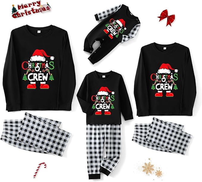Awoscut Christmas Family Matching Pajamas Christmas Pjs Holiday Nightwear Sleepwear Sets Long Sleeve Pjs