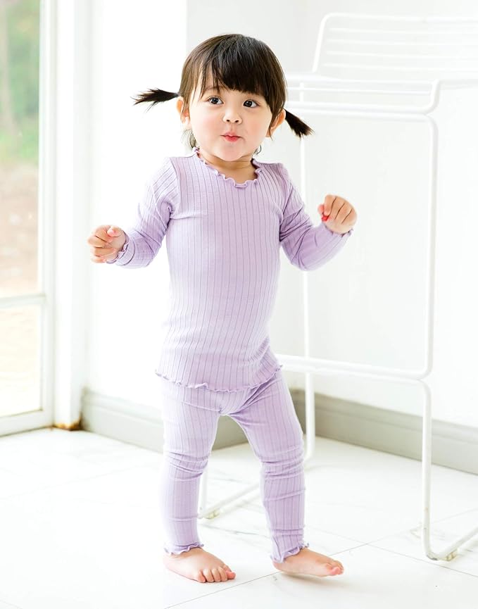 VAENAIT BABY 6M-12Y Infant Kids Toddler Junior Girls Soft Comfy Modal Tencel Shirring Sleepwear Pajamas 2pcs Set