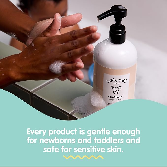 TUBBY TODD Hair Conditioner for Kids & Babies - Nourishing Frizz Control & Detangler - Lightweight, Sweet-Scented Formula - Great for All Ages - 2 Pack - Fragrance Free