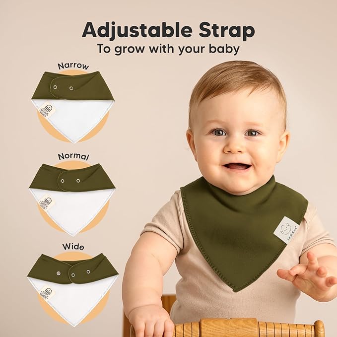 8-Pack Organic Baby Bandana Bibs for Boys, Girls - Super Absorbent Triangle Baby Bibs for Drooling and Teething Infant, 100% Cotton Extra Soft for Newborn, Infant 0-36 Months (Coastline)