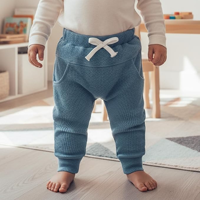 Sejardin Toddler Baby Boy Girl Pants 3 Pack Solid Color Elastic Waist Jogger Sweatpants Newborn Infant Casual Bottoms