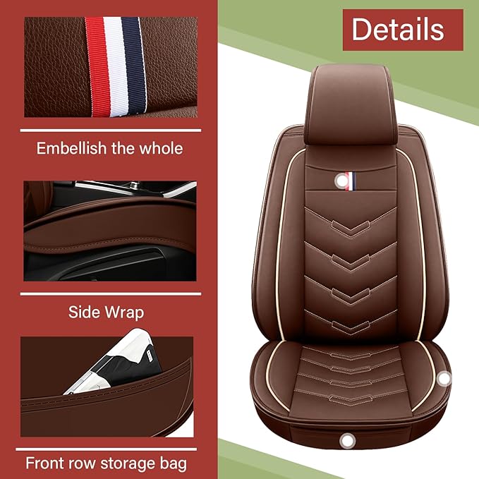 Leather Car Seat Covers Fit for LR Range Rover Sport 2023-2025, 5 Seater Waterproof and Wear-Resistant Seat Cover Interior Accessories(Full Set,Coffee)