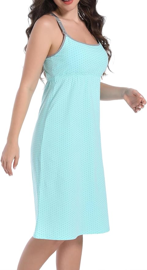 SUIEK 3-Pack Maternity Nursing Nightgown Cotton Breastfeeding Dress Pregnancy Tank Tops Sleepwear