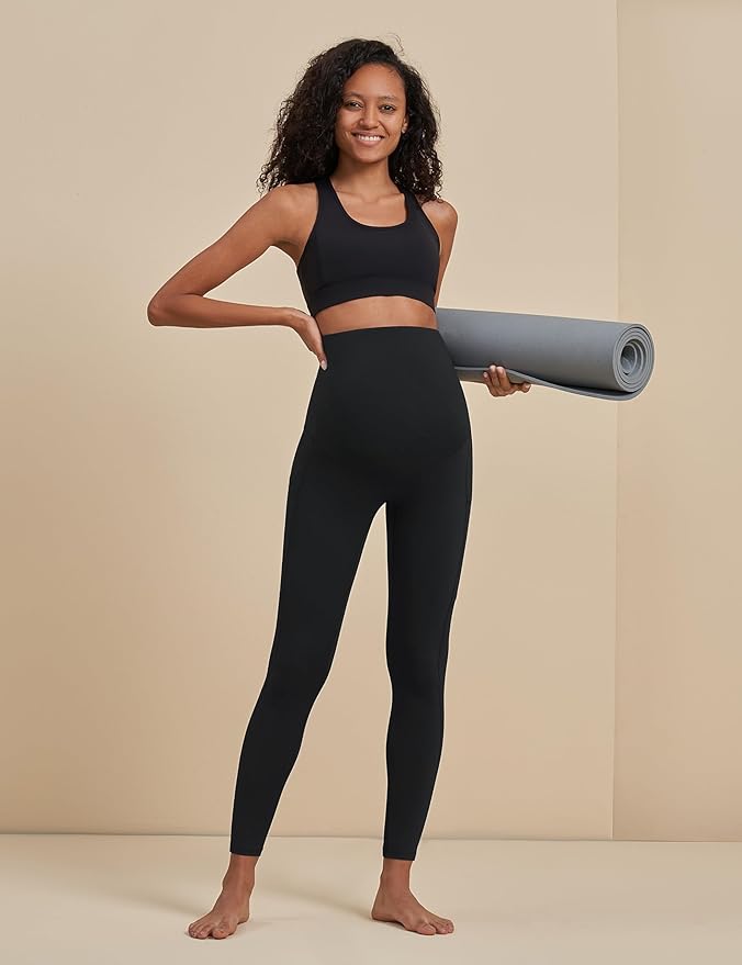 POSHDIVAH 3 Pack Women's Maternity Workout Leggings Over The Belly Pregnancy Yoga Pants with Pockets