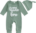 Fernvia Newborn Baby Boy Clothes Letters Print Bodysuit 3 6 9 12 18 Months Long Sleeve Jumpsuit with Hat 2PCS Outfits Set