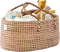 BEBE BASK Premium Pink Baby Diaper Caddy Organizer -Handmade - Seagrass Basket With Cotton Divider - Award-Winning & Luxury Pink Diaper Caddy Basket - (Blush)
