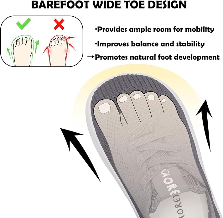 MORENDL Toddler Wide Toe Box Barefoot Shoes Baby First Walking Shoes Boys Girls Non-Slip Zero Drop Minimalist Sneakers
