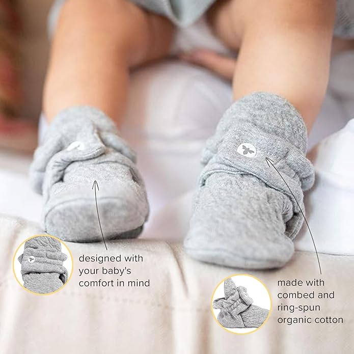 Burt's Bees Baby Unisex Booties Organic Cotton Newborn Essentials Shoes for Infants