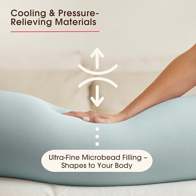 bbhugme Adjustable Pregnancy Pillow – Full Body Support for Side Sleeping - Adjustable Firmness and Shape - Supports Back, Legs, Belly, HIPS for Pregnant Women - Removable Cover - Eucalyptus