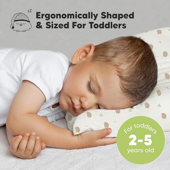 KeaBabies 2-Pack Toddler Pillow 13x18 - Soft Organic Cotton Kids Travel Bed Pillows for Sleeping, School, Nap, Machine Washable, Toddlers 2 to 5, Pillowcase Sold Separately (Nibbles/Bruce)