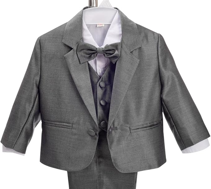 Dressy Daisy Baby Toddler Boy 5 Pcs Set Formal Tuxedo Suits No Tail Wedding Christening Baptism Outfits