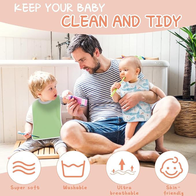 Newwiee 5 Pcs Large Towel Bib Toddler for Baby Toddler Cloth Bib Soft Pullover Baby Absorbent Full Coverage Drooling Feeding