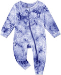 Jimonda Baby Girls Boys Footless Pajamas,Rayon From Bamboo Pjs 2 Way Zipper Long Sleeve Soft Sleeper,Infant Tie-dye Romper