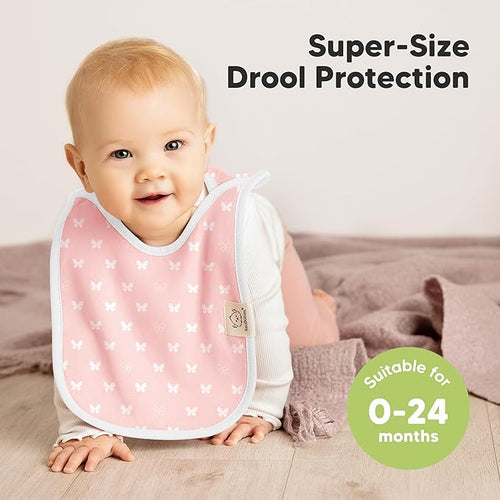 8-Pack Baby Bibs for Boys, Girls - Pullover Bibs for Drooling Teething Baby Girl & Boy Toddler, Newborn, Soft & Absorbent, Cute Colors, Large Torso Coverage Keep Infant Clean & Dry (Butterflies)