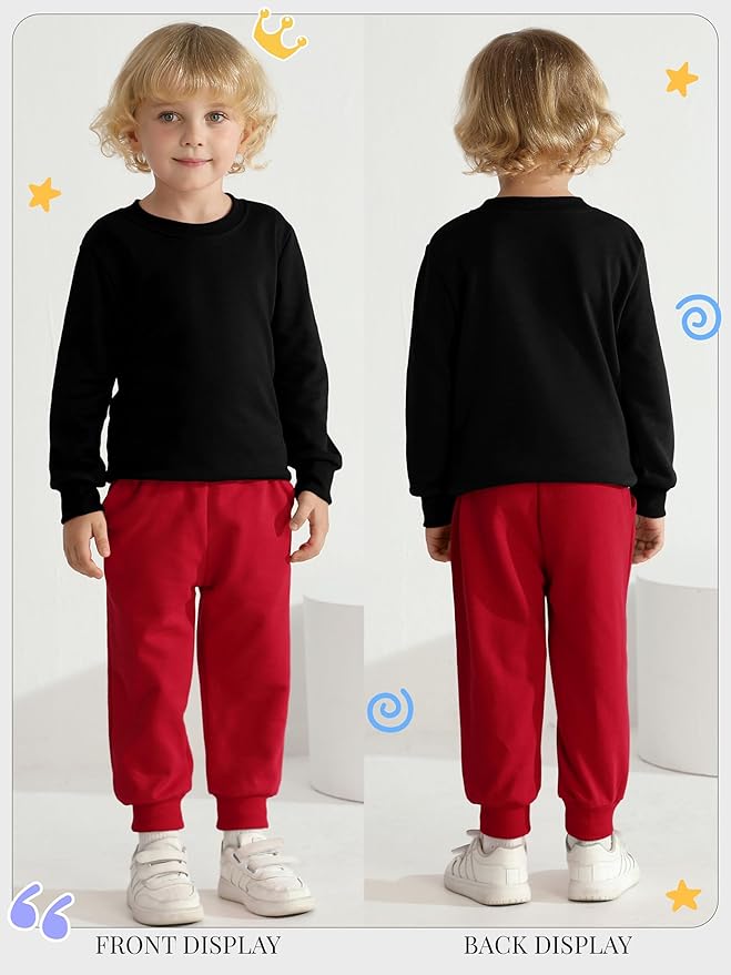 HXP 4 Pack Toddler Boys Sweatpants Pure Cotton Toddler Sweatpants Boys Kids Joggers Pants with Pocket Drawstring